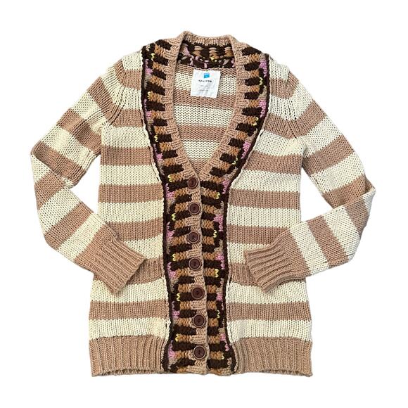 Sparrow Anthropologie tan and brown knit button down cardigan sweater size S - Picture 13 of 13